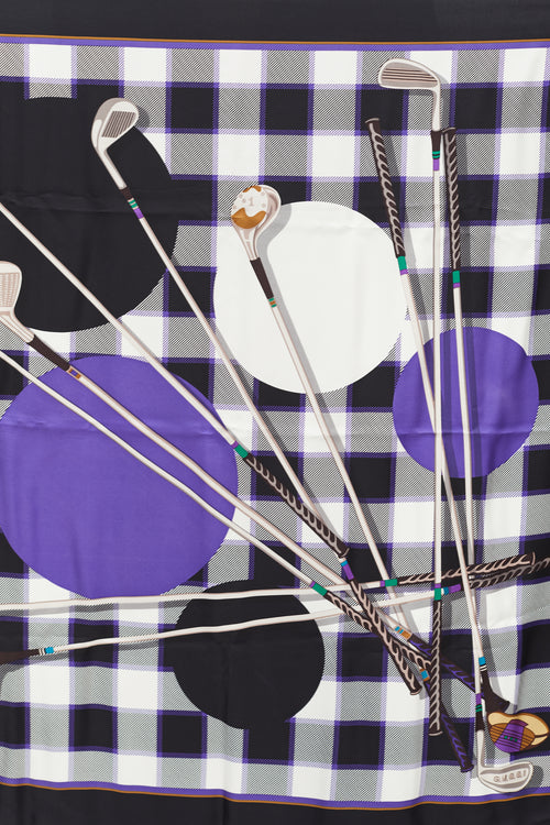 Gucci Purple & Multi Silk Plaid & Golf Scarf