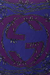 Gucci Purple & Navy GG Chain Printed Silk Scarf