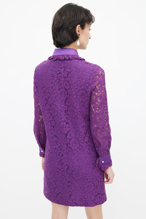 Gucci Purple Ruffled Lace Dress