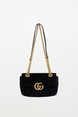 Gucci Quilted Velvet GG Marmont Bag