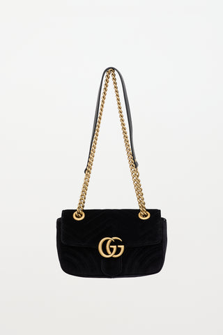 Gucci Quilted Velvet GG Marmont Bag