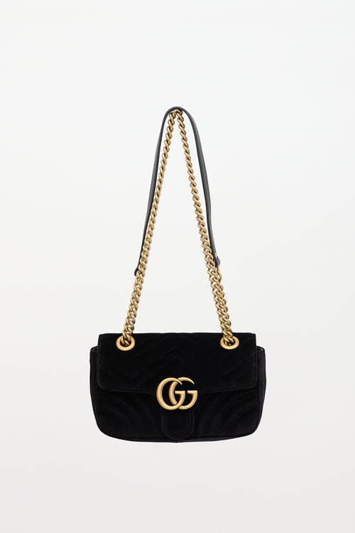 Gucci Quilted Velvet GG Marmont Bag