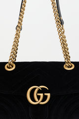 Gucci Quilted Velvet GG Marmont Bag