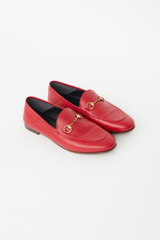 Gucci Red & Gold Leather Horsebit Loafer