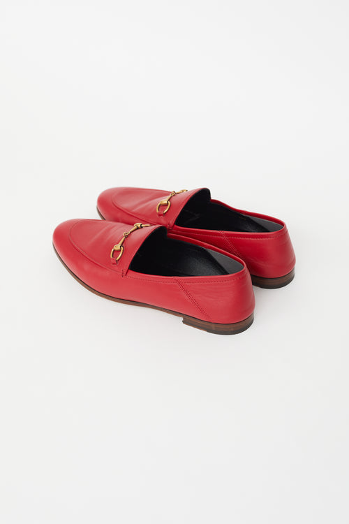 Gucci Red & Gold Leather Horsebit Loafer