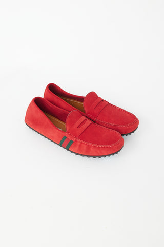 Gucci Red Suede Striped Loafer