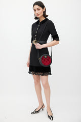 Gucci Black & Red Velvet Ophidia Circular Bag