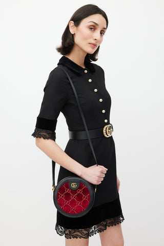Gucci Black & Red Velvet Ophidia Circular Bag