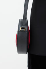 Gucci Black & Red Velvet Ophidia Circular Bag
