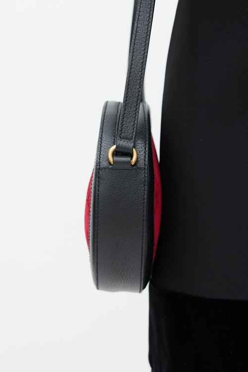 Gucci Black & Red Velvet Ophidia Circular Bag