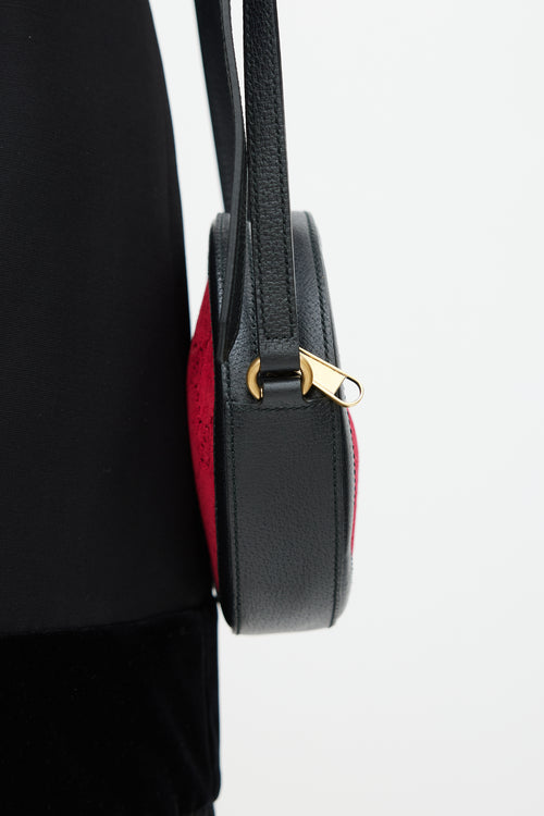 Gucci Black & Red Velvet Ophidia Circular Bag