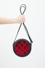 Gucci Black & Red Velvet Ophidia Circular Bag