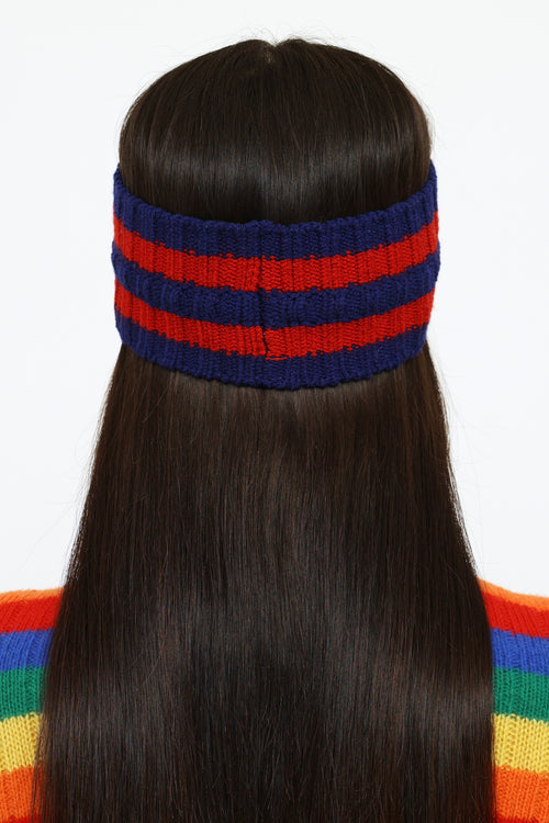 Gucci Blue & Red Sylvie Web Knit Headband