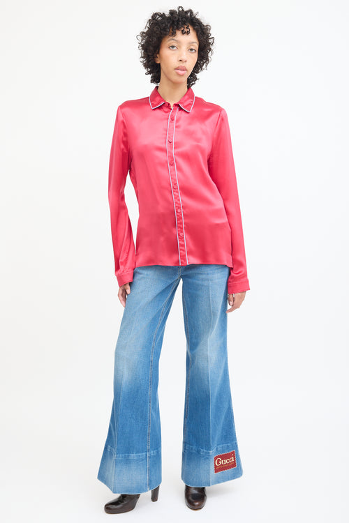 Gucci Red & Blue Silk Shirt