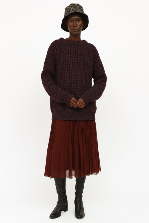 Gucci Burgundy Wool & Cashmere Knit Sweater