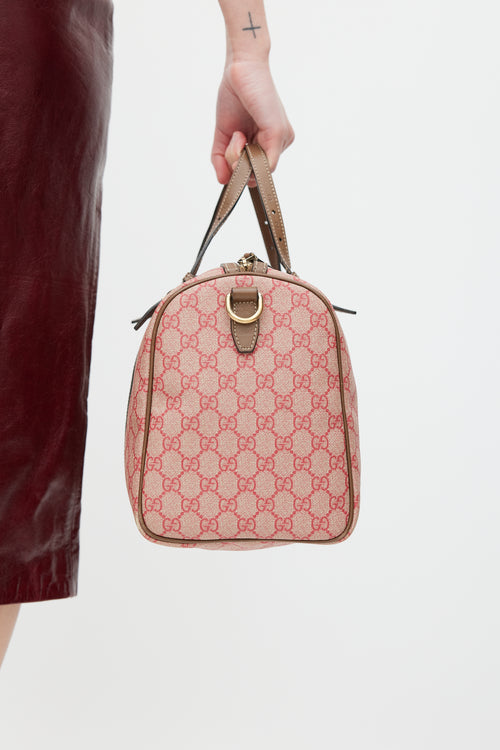Gucci Red & Brown Monogram Joy Boston Bag