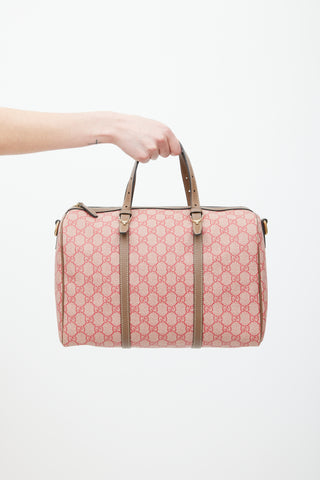 Gucci Red & Brown Monogram Joy Boston Bag