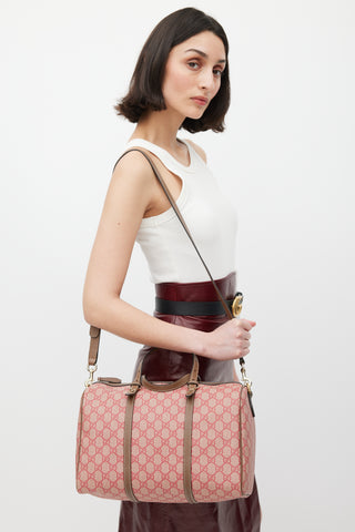 Gucci Red & Brown Monogram Joy Boston Bag