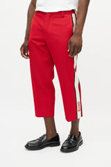 Gucci Red & Cream Cropped Band Logo Trouser