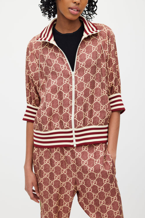 Gucci Red & Cream GG Supreme Monogram Track Suit