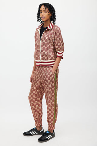 Gucci Red & Cream GG Supreme Monogram Track Suit