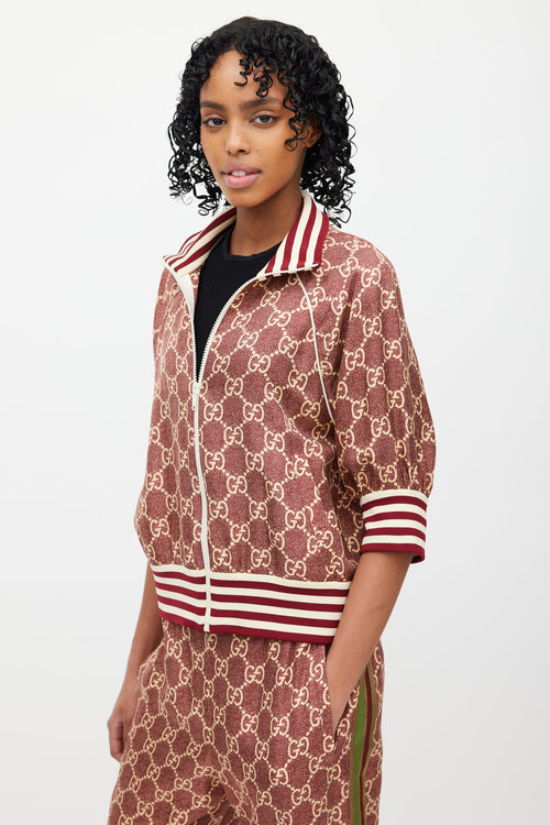 Gucci Red & Cream GG Supreme Monogram Track Suit