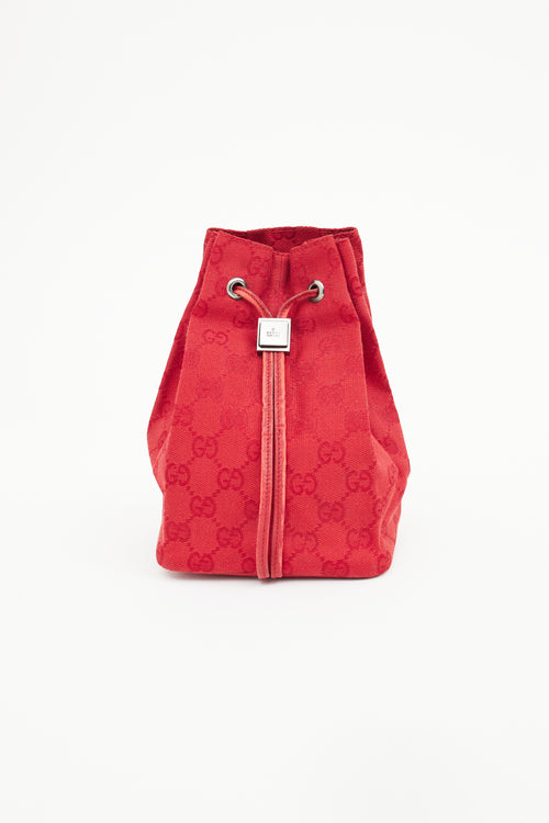 Gucci Red GG Canvas Drawstring Pouch