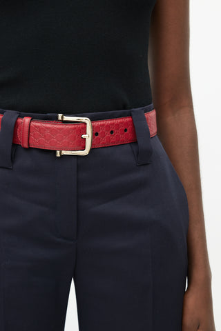 Gucci Red & Gold Guccissima Leather Belt