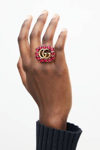 Gucci Red & Gold Jewel GG Ring