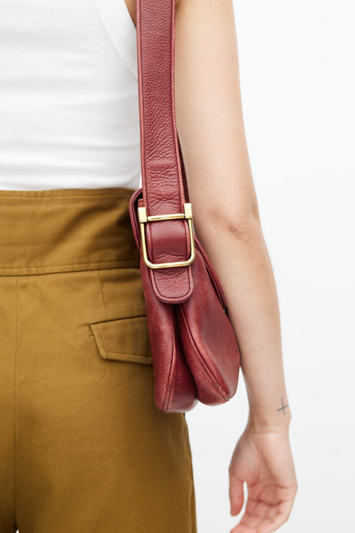Gucci Red & Gold Leather Shoulder Bag