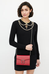 Gucci Red & Silver Leather Mini Dionysus Crossbody Bag