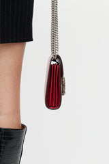 Gucci Red & Silver Leather Mini Dionysus Crossbody Bag