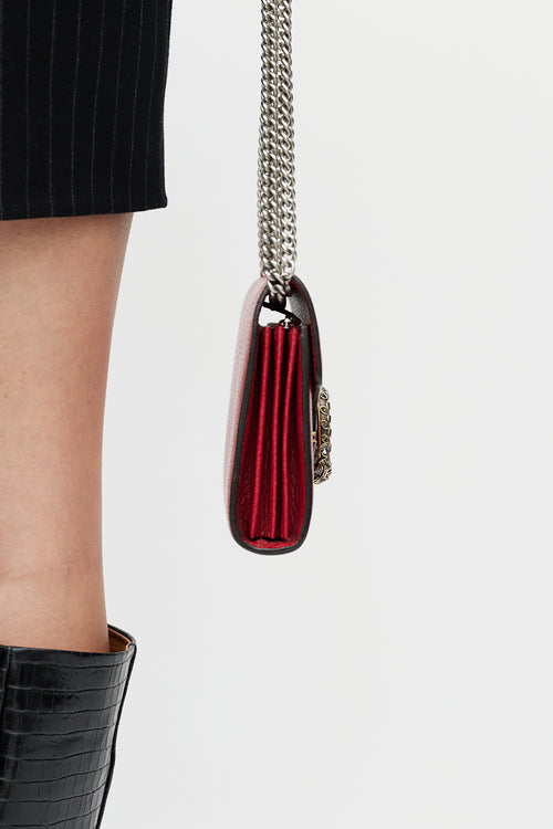Gucci Red & Silver Leather Mini Dionysus Crossbody Bag
