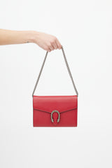 Gucci Red & Silver Leather Mini Dionysus Crossbody Bag