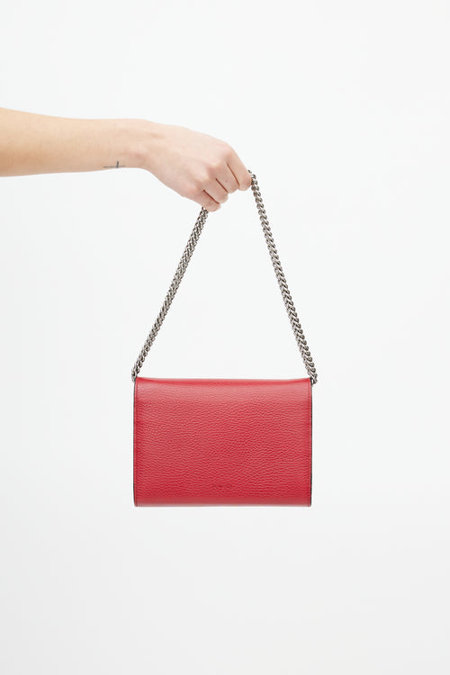 Gucci Red & Silver Leather Mini Dionysus Crossbody Bag