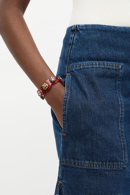 Gucci Leather Embellished Head Cuff Bracelet