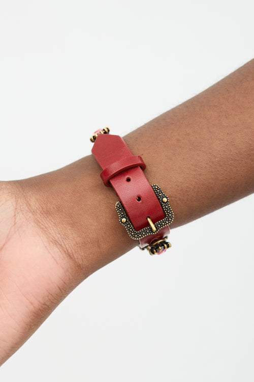Gucci Leather Embellished Head Cuff Bracelet