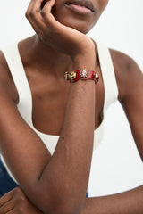 Gucci Leather Embellished Head Cuff Bracelet