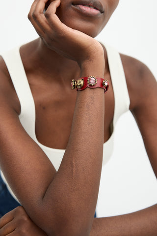 Gucci Leather Embellished Head Cuff Bracelet