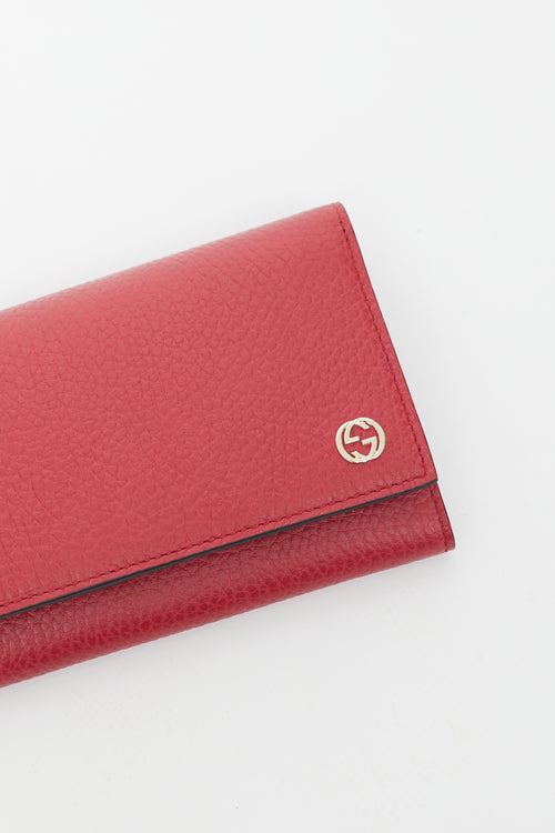 Gucci Red Leather Interlocking G Bifold Wallet