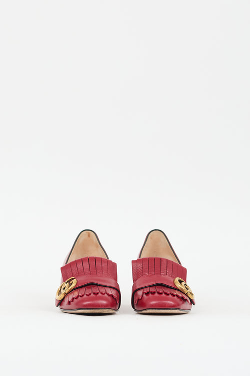 Gucci Red Leather Marmont Fringe GG Pump