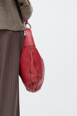 Gucci Red Leather Monogram Half Moon Bag