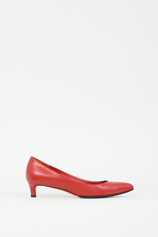 Gucci Red Leather Pointed Toe Pump