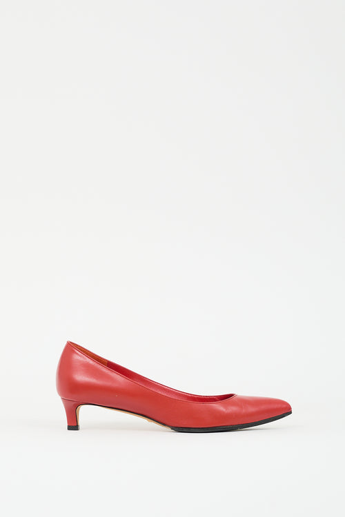 Gucci Red Leather Pointed Toe Pump