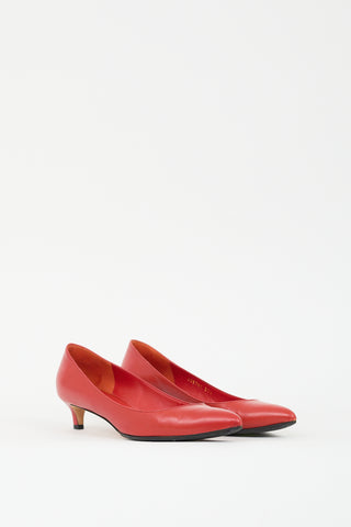 Gucci Red Leather Pointed Toe Pump