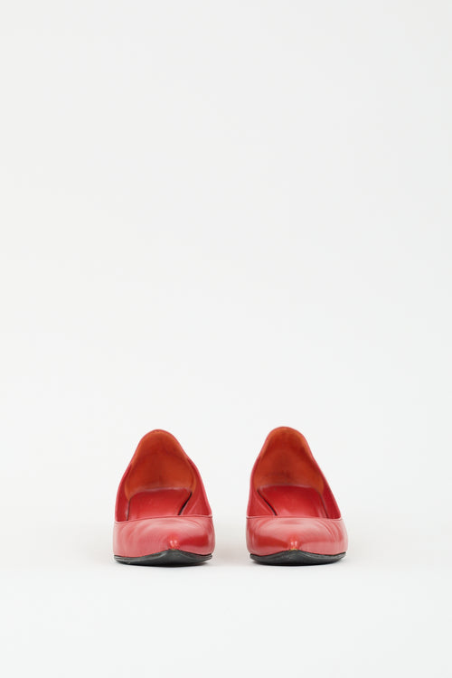 Gucci Red Leather Pointed Toe Pump