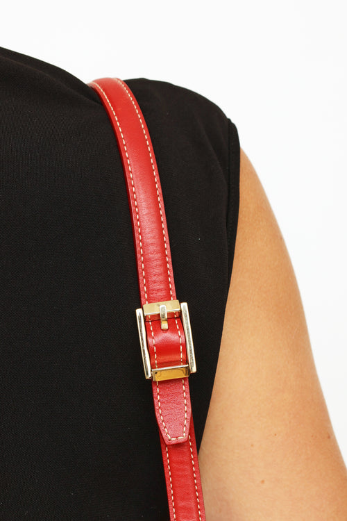 Gucci Red Calfskin Lady Lock Pochette Bag