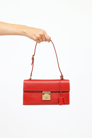 Gucci Red Calfskin Lady Lock Pochette Bag