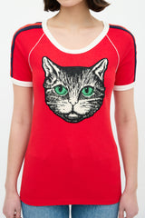 Gucci Red & Multi Embroidered Graphic Patch T-Shirt