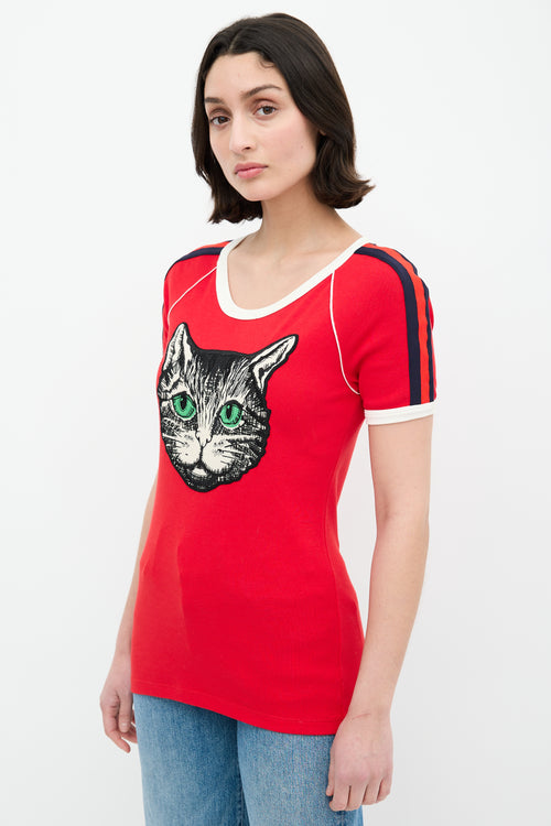 Gucci Red & Multi Embroidered Graphic Patch T-Shirt
